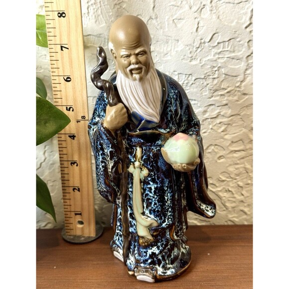 Vintage Wanjiang Wucai Porcelain Pottery Immortal God Longevity Mud Men - Picture 8 of 10